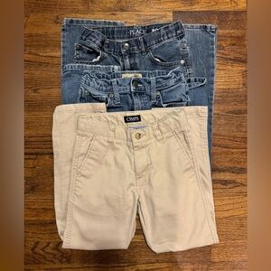 Boys Size 7 Khaki And Jean Pants Chaps Wrangler Children’s Place Lot of 3